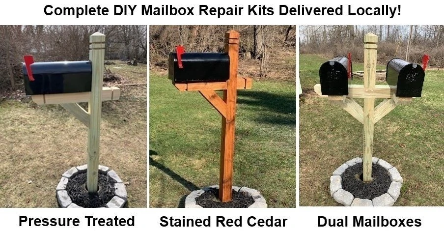 Complete Mailbox Kits for Sale Complete Mailbox Repair Kits for Sale. Including mailbox post, mailbox, mailbox mount, street address numbers, concrete, gravel, and delivery.